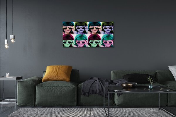 Quadro su tela Donna colorate occhiali per capelli 100x50 cm