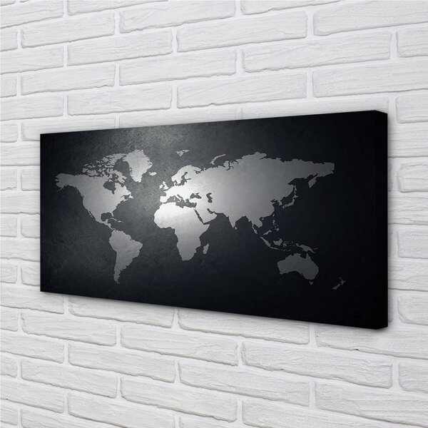 Quadro su tela Sfondo nero Mappa bianca 100x50 cm