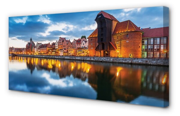 Quadro su tela Edifici del fiume Darńsk 100x50 cm