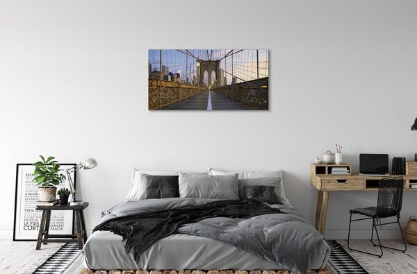Foto quadro su tela SCHYSCRAPERS Bridge Sunset 100x50 cm