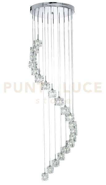 Ice cube 20lt multi-drop pendant - metallo cromato e vetro
