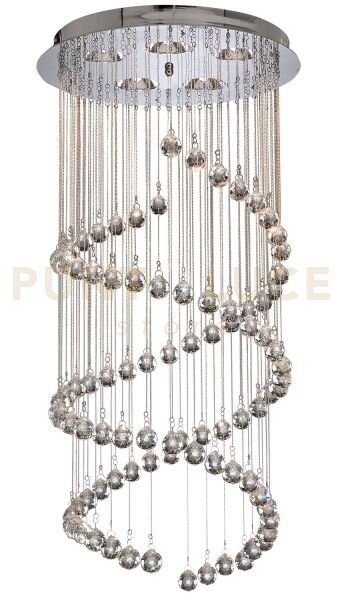 Corridoio 5lt multi-drop pendant - metallo cromato e cristallo tras