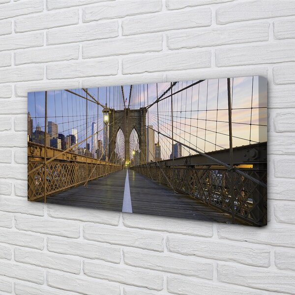 Foto quadro su tela SCHYSCRAPERS Bridge Sunset 100x50 cm