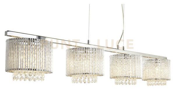 Lampada a sospensione elise ii 4lt bar - metallo cromato e cristall