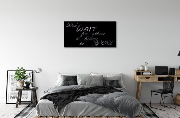 Quadro su tela Iscrizione metallica 100x50 cm