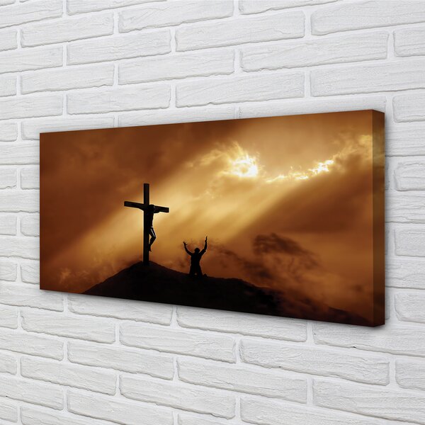 Quadro su tela Luce Gesù Croce 100x50 cm