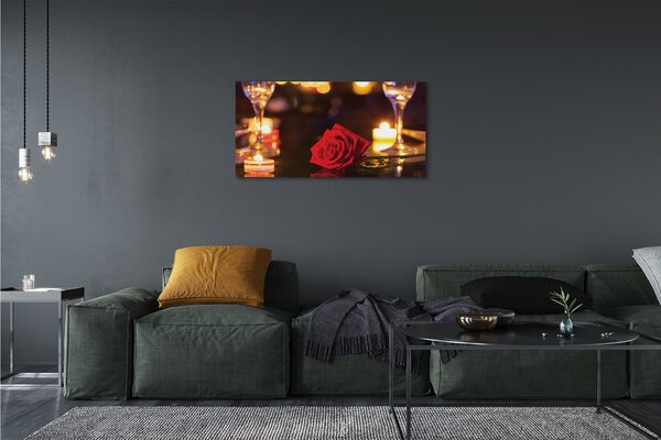 Quadro su tela Candele Rosa occhiali 100x50 cm