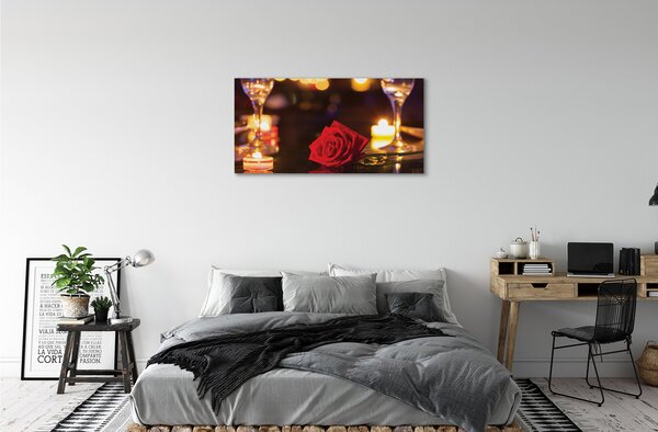 Quadro su tela Candele Rosa occhiali 100x50 cm