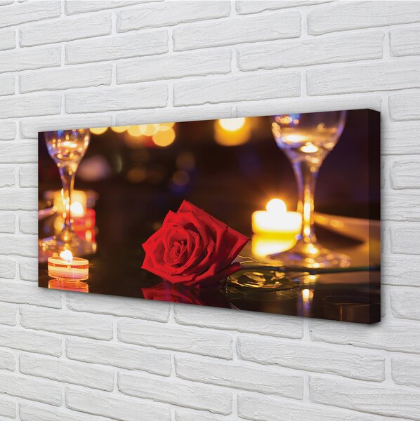 Quadro su tela Candele Rosa occhiali 100x50 cm
