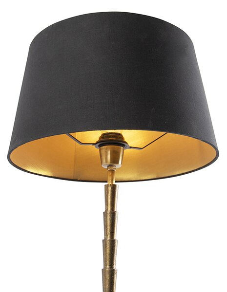 Lampada da tavolo Art Déco bronzo con paralume in cotone nero 35 cm - Pisos