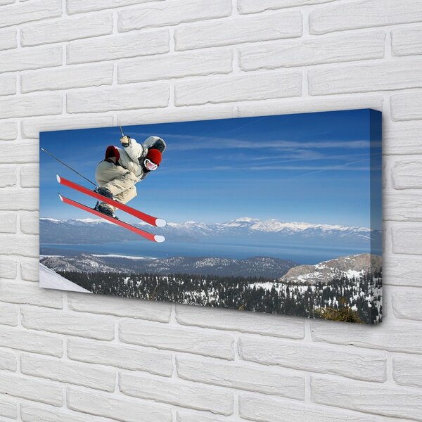 Quadro su tela Sciatore di montagna 100x50 cm
