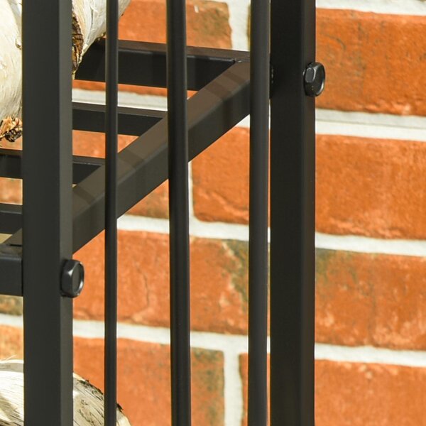 DecHome Portalegna a 2 Ripiani in Metallo con Paletta, Scopa, Attizzatoio e Pinza 41.5x32.5x74.5 cm colore Nero - 06A702F