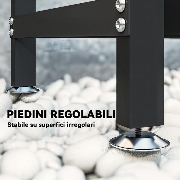 VivaGarden Portalegna da 0.8m Regolabile con Telo Impermeabile e Catene in Acciaio 235x31x116 cm colore Nero - W741BK