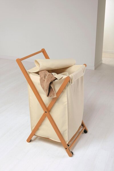 Foppapedretti Portabiancheria chiudibile con ruote Angel Dimensioni aperto cm: 51x44xh85 Legno massiccio di faggio - 329306 - NOCE