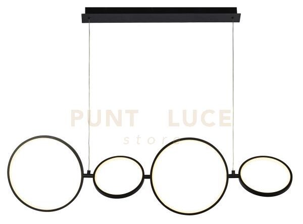 Cirque 4lt led anello pendente - metallo nero e silicone opale