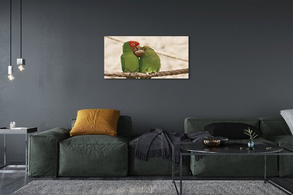 Quadro su tela Pappagalli verdi 100x50 cm