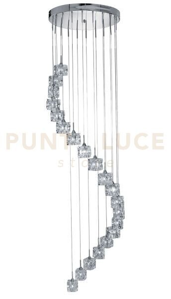 Ice cube 20lt multi-drop pendant - metallo cromato e vetro