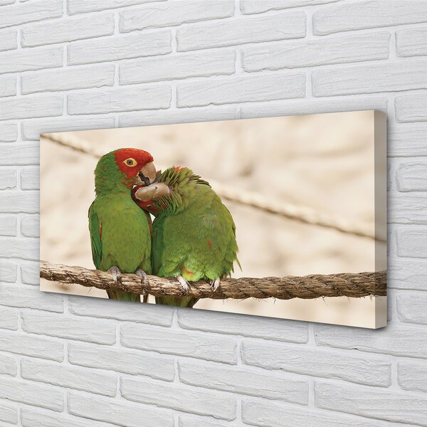 Quadro su tela Pappagalli verdi 100x50 cm