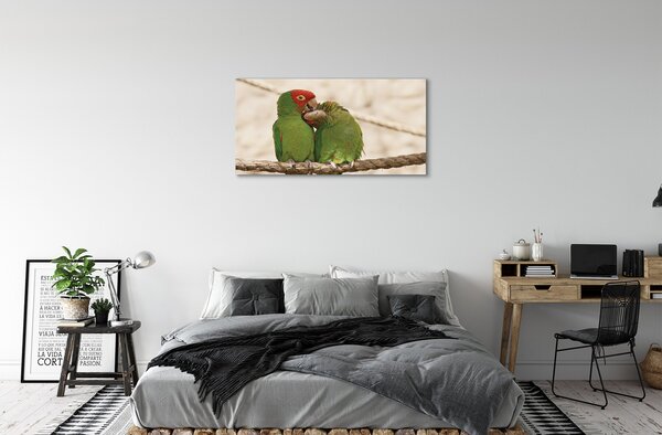 Quadro su tela Pappagalli verdi 100x50 cm