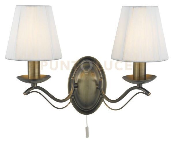 Lampada da parete andretti 2lt - ottone anticato e tessuto avorio