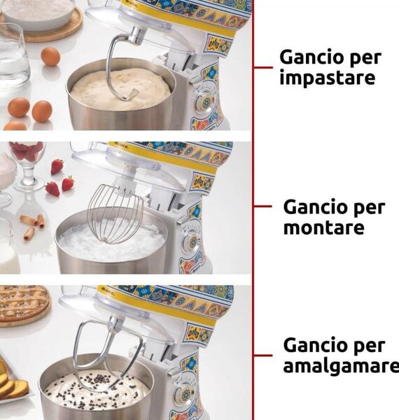 Ariete Positano Impastatrice Planetaria a 7 velocit Potenza 2400 Watt Tazza in Acciaio Inox da 5,5 litri - 1588/0P