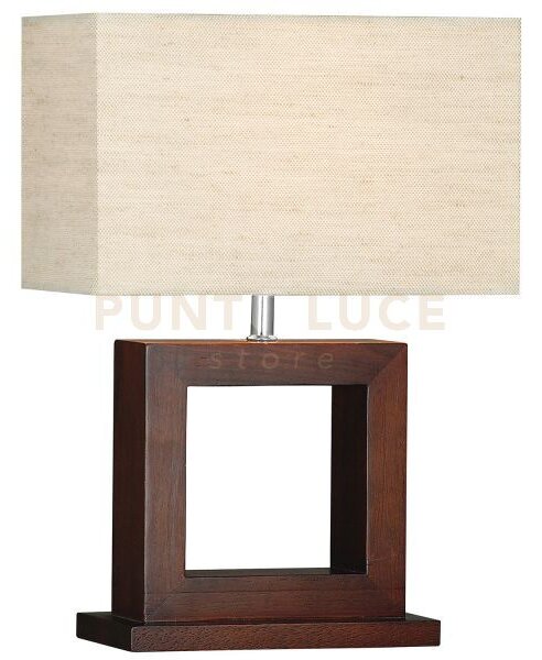Lampada da tavolo calven - base in legno scuro e paralume in lino