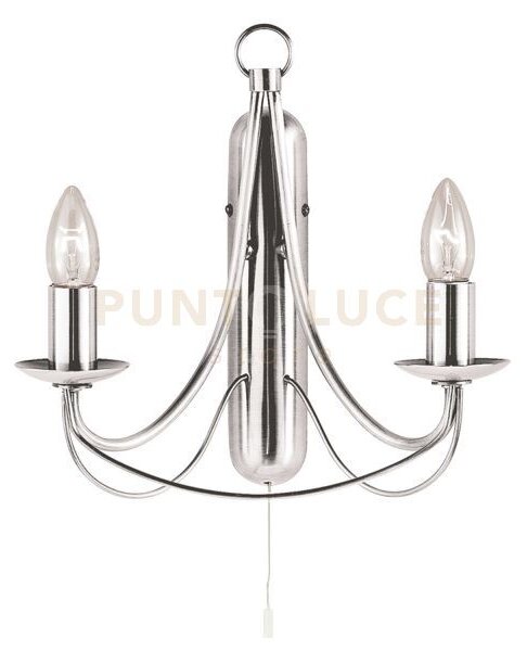 Lampada da parete maypole 2lt - metallo argento satinato