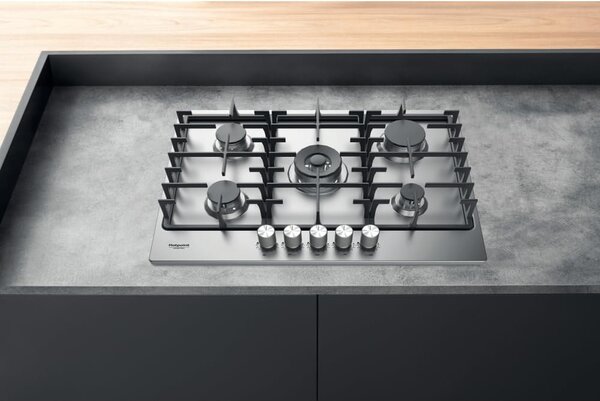Hotpoint Ariston PPH 75G DF/IX Piano Cottura 5 Fuochi a Gas Incasso Larghezza 75 cm colore Inox