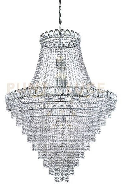 Lampadario louis phillipe 28lt - metallo cromato e cristallo