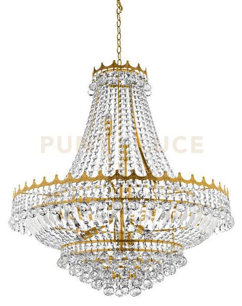 Lampadario versailles 13lt - metallo dorato e cristallo