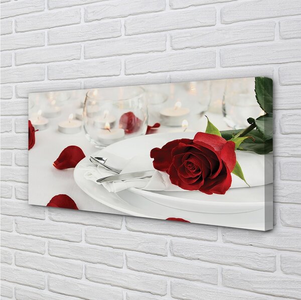 Quadro su tela Cena di candele 100x50 cm