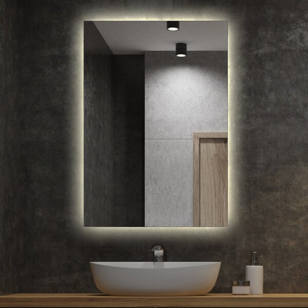 Specchio decorativo rettangolare con retroilluminazione a LED