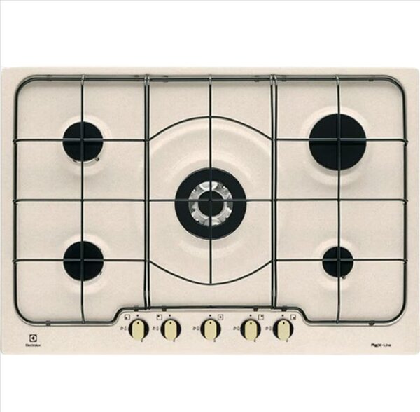Electrolux PS750RUV Serie Rustico Piano Cottura 5 Fuochi a Gas 75 cm (1 Bruciatore Wok Tripla Corona) colore Sabbia