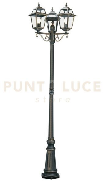New orleans outdoor post - metallo e vetro nero oro