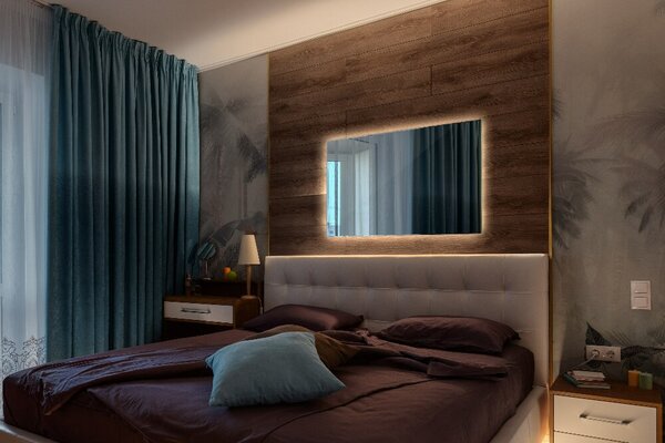 Specchio decorativo rettangolare con retroilluminazione a LED