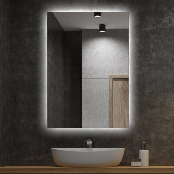 Specchio decorativo rettangolare con retroilluminazione a LED