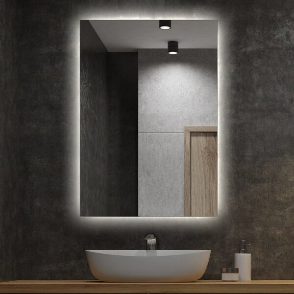 Specchio decorativo rettangolare con retroilluminazione a LED