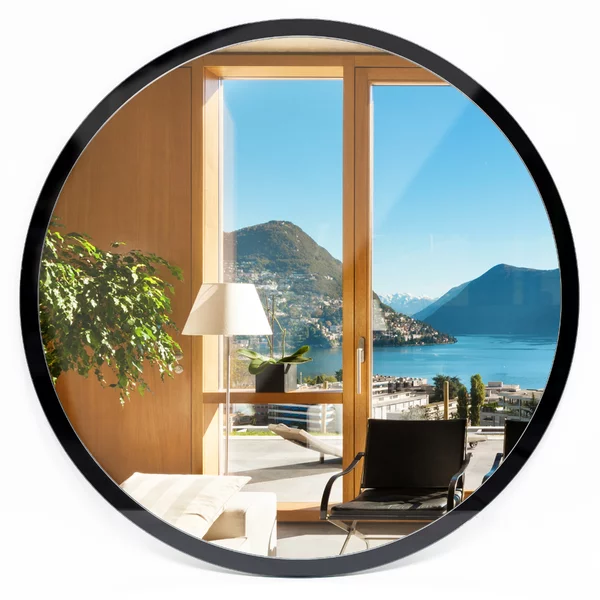 Specchio rotondo con cornice nera fi 40 cm Nero