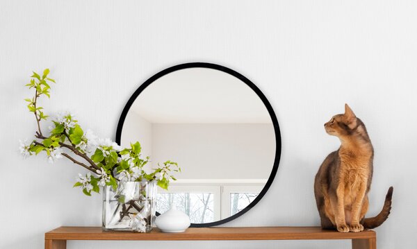 Specchio rotondo con cornice nera fi 40 cm Nero