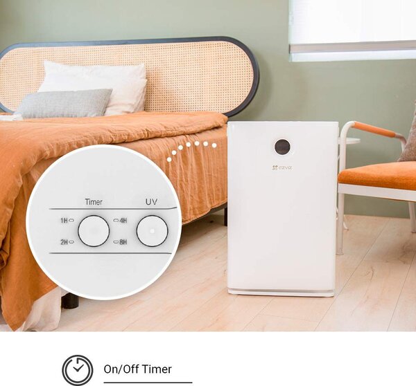 EZVIZ Purificatore d'aria 42 mq Filtro Hepa/Carbonio con Timer colore Bianco - CS-EB350A