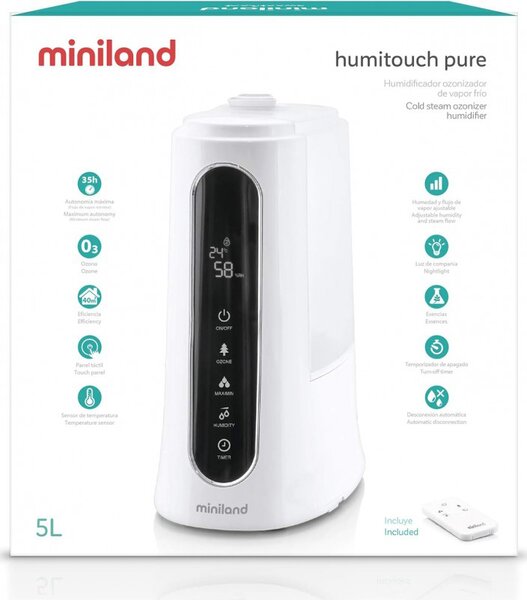 MINILAND Purificatore d'Aria ad Ozono Umidificatore Capacit 5 Litri con Telecomando colore Bianco - Humitouch Pure