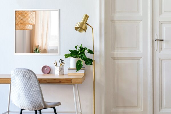 Specchio decorativo rettangolare con cornice in MDF bianco 50x50 cm Bianca