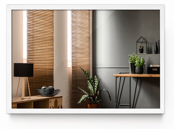 Specchio decorativo rettangolare con cornice in MDF bianco 50x50 cm Bianca