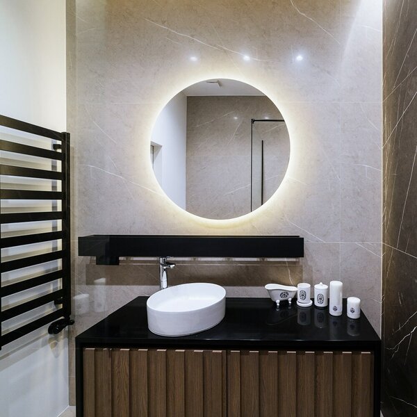 Specchio decorativo rotondo con retroilluminazione a LED