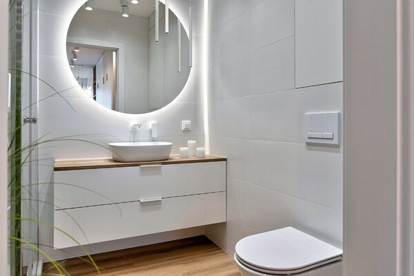 Specchio decorativo rotondo con retroilluminazione a LED