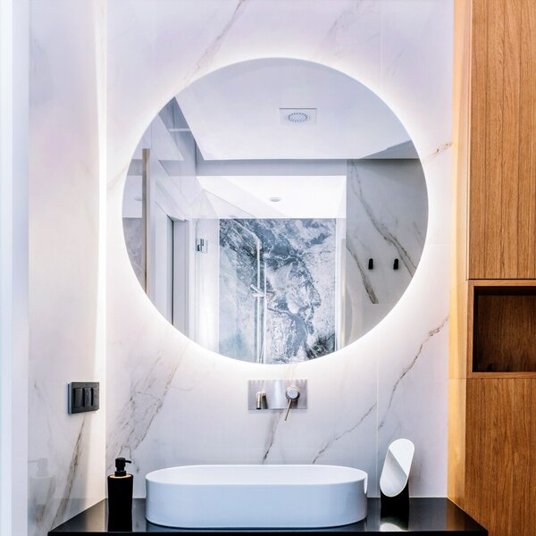 Specchio decorativo rotondo con retroilluminazione a LED