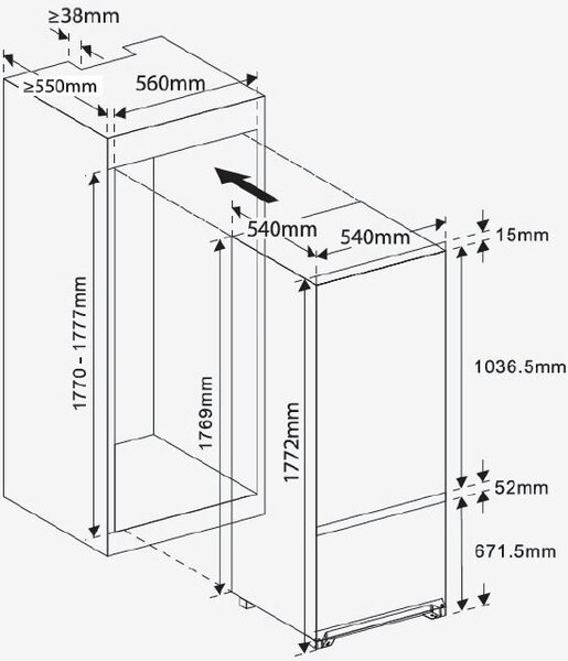 Silverline R12058W3 Frigorifero Combinato da Incasso Capacit 248 Litri Classe F Raffreddamento Statico