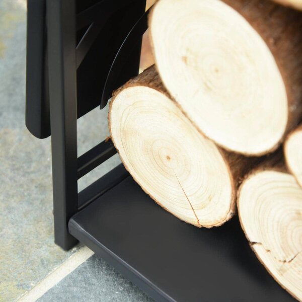 DecHome Rack Di Legna da Ardere Portalegna 4 Attrezzi In Acciaio Max. Carico 100 Kg Nero - 84D160