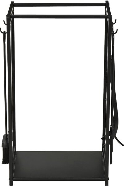 DecHome Rack Di Legna da Ardere Portalegna 4 Attrezzi In Acciaio Max. Carico 100 Kg Nero - 84D160