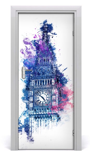Sticker porta Big Ben colorato 75x205 cm